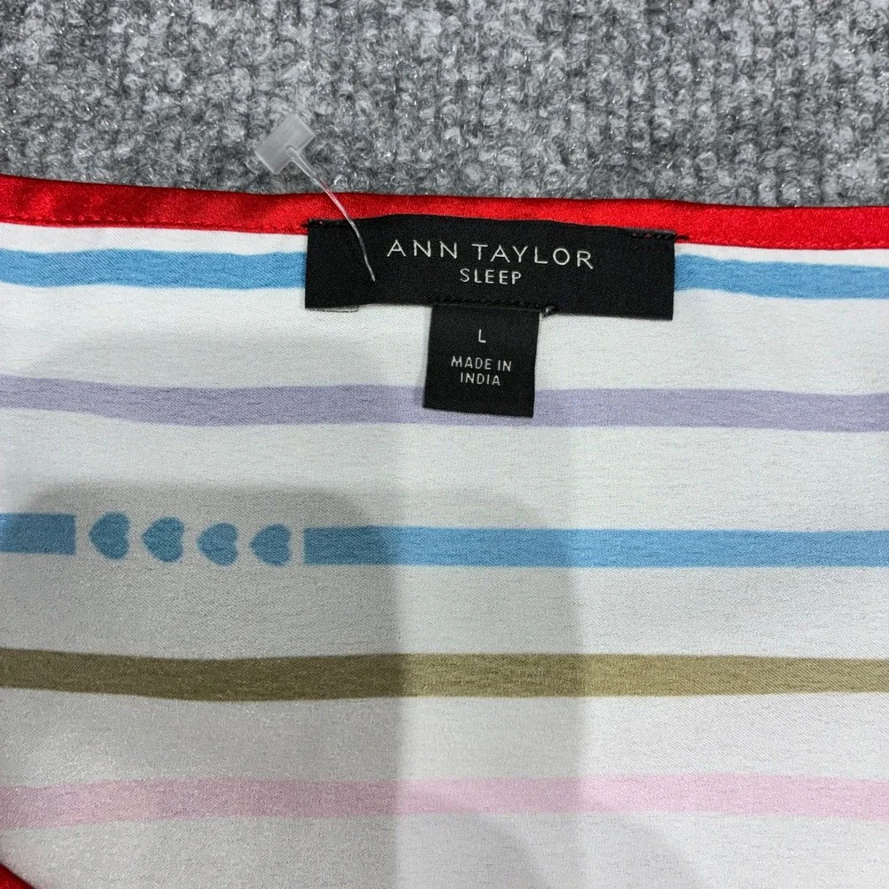 Ann Taylor Sleep Women's Rainbow Striped Pajama Top‎ Size L Polyester